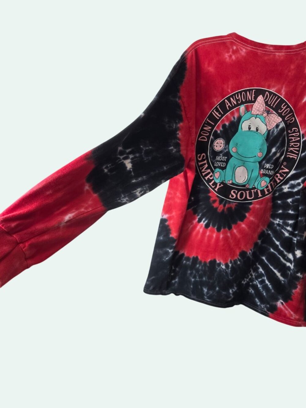 Simply Southern Long Sleeve Tie-Dye Hippo Shirt (Lg) Preppy, Southern Comfort, - Picture 7 of 11